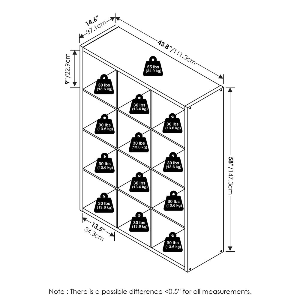 Cubicle Open Back Decorative Cube Storage Organizer, 12-Cube, White. Picture 6