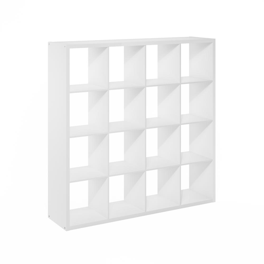 Cubicle Open Back Decorative Cube Storage Organizer, 16-Cube, White. Picture 1
