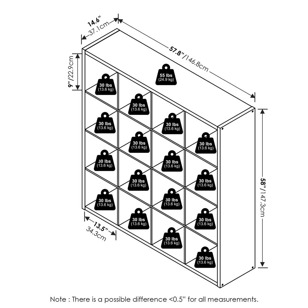 Cubicle Open Back Decorative Cube Storage Organizer, 16-Cube, White. Picture 6