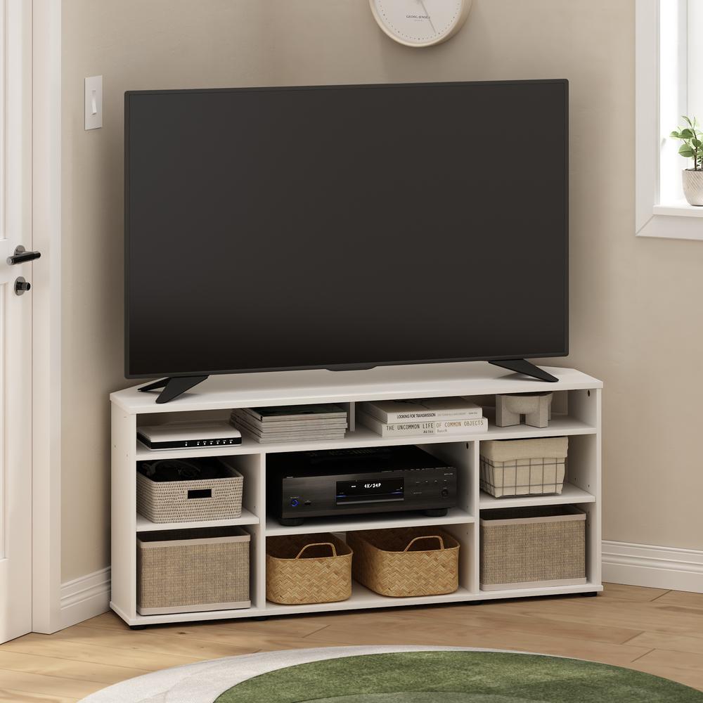 Jensen Corner TV Stand TV up to 55 Inches, White. Picture 6