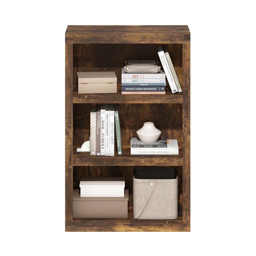 Rail 3-Tier Open Shelf Bookcase, Amber Pine. Picture 5