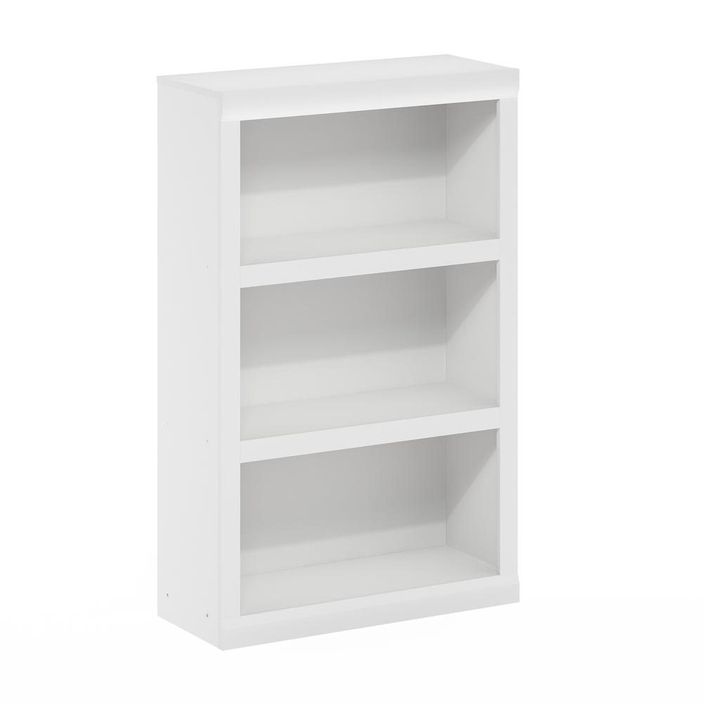 Rail 3-Tier Open Shelf Bookcase, White. Picture 1