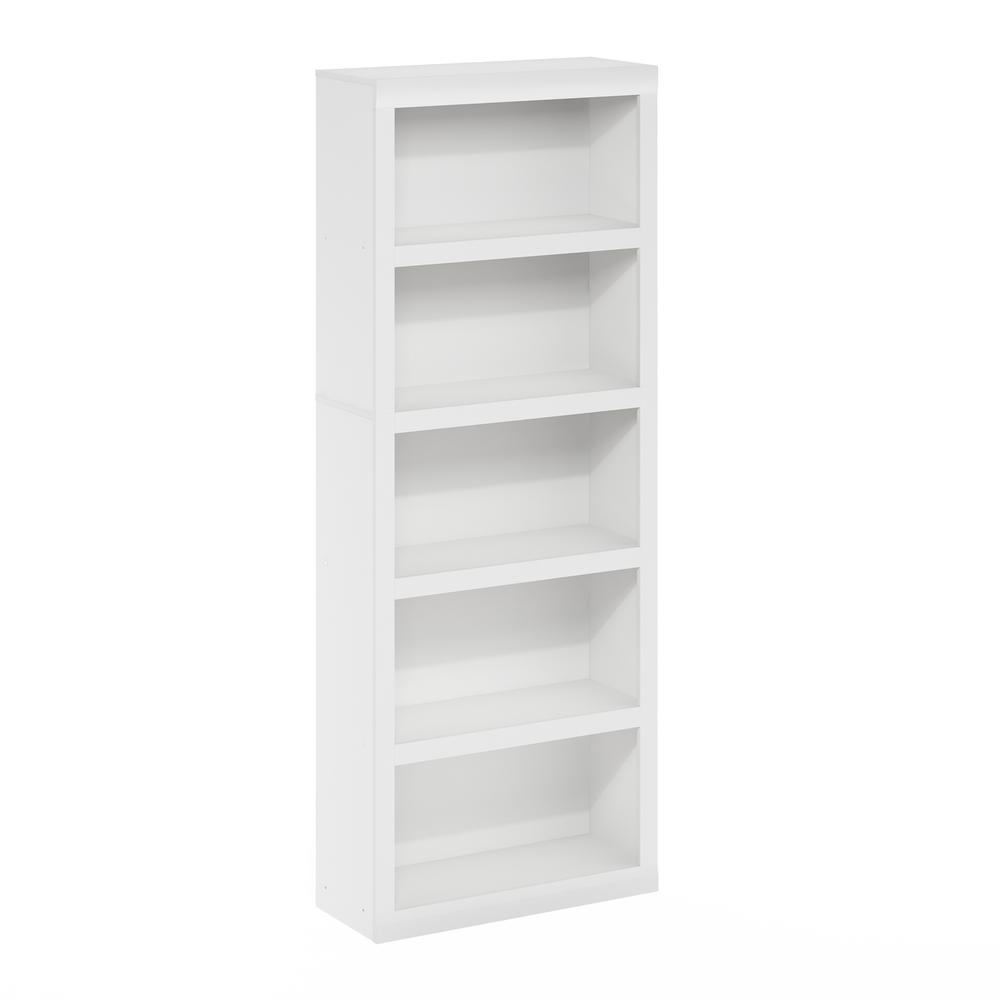 Rail 5-Tier Open Shelf Bookcase, White. Picture 1