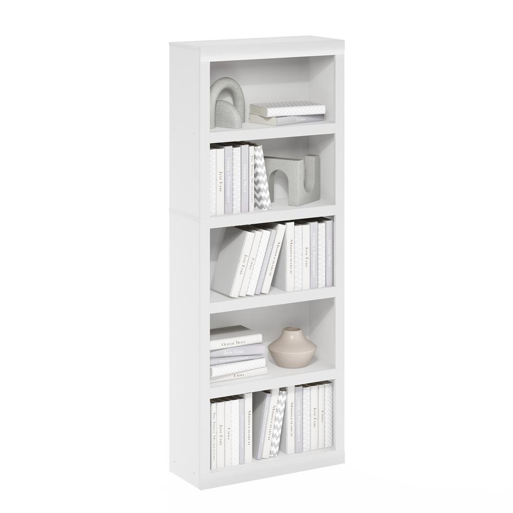 Rail 5-Tier Open Shelf Bookcase, White. Picture 4