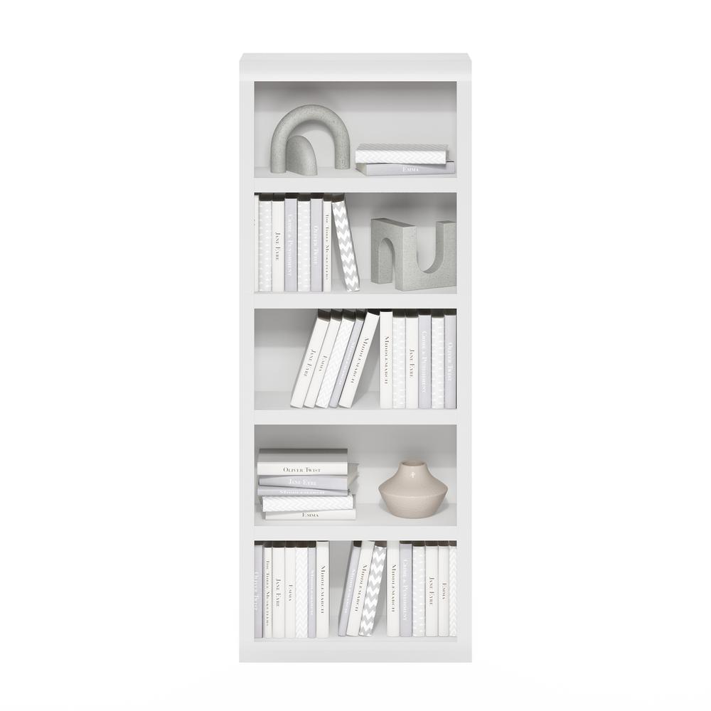 Rail 5-Tier Open Shelf Bookcase, White. Picture 5