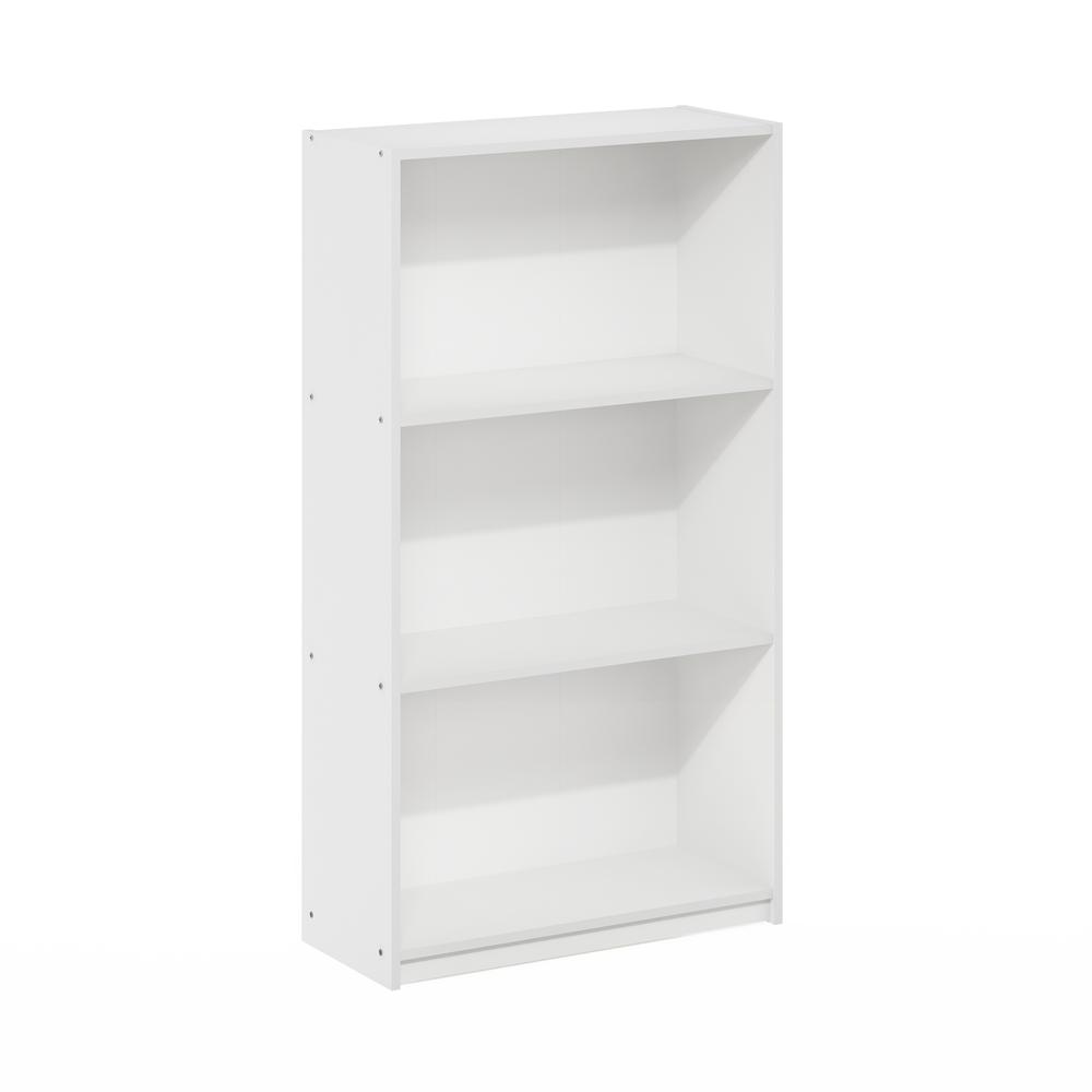 Basic 3-Tier Bookcase Storage Shelves, White/White. Picture 1