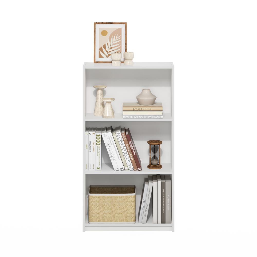 Basic 3-Tier Bookcase Storage Shelves, White/White. Picture 4