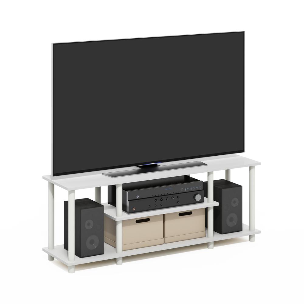 Turn-N-Tube No Tools 3D 3-Tier Entertainment TV Stands, White/White. Picture 3