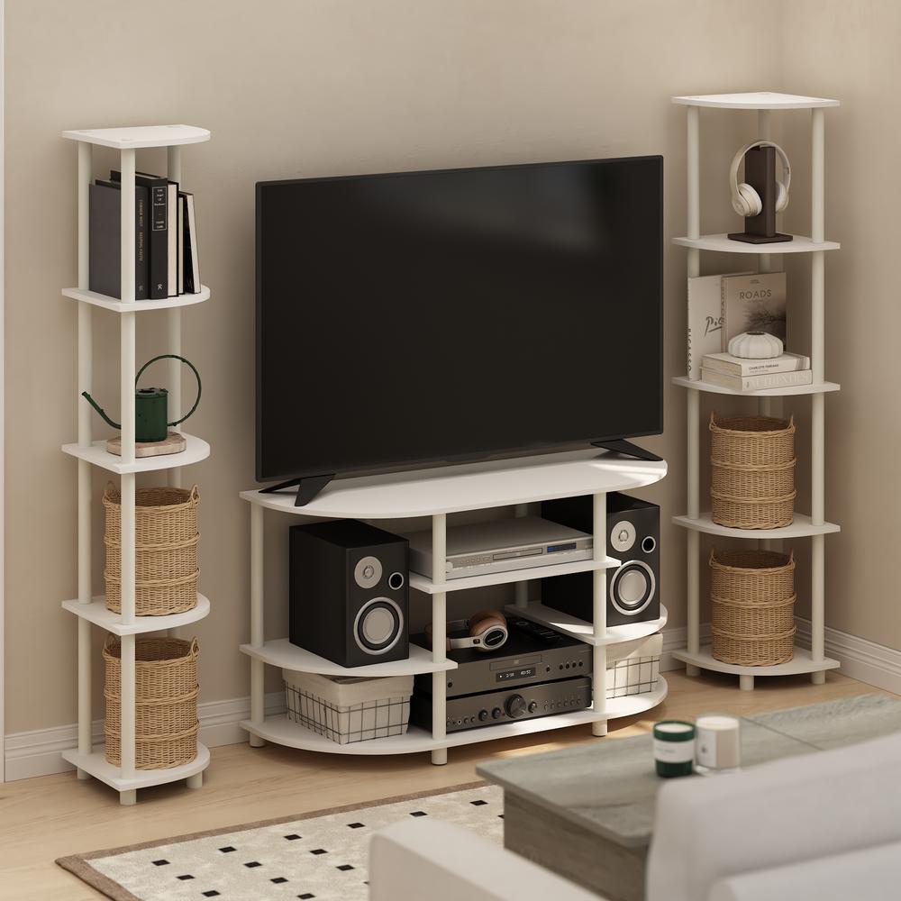 JAYA Simple Design Corner TV Stand, White/White. Picture 5