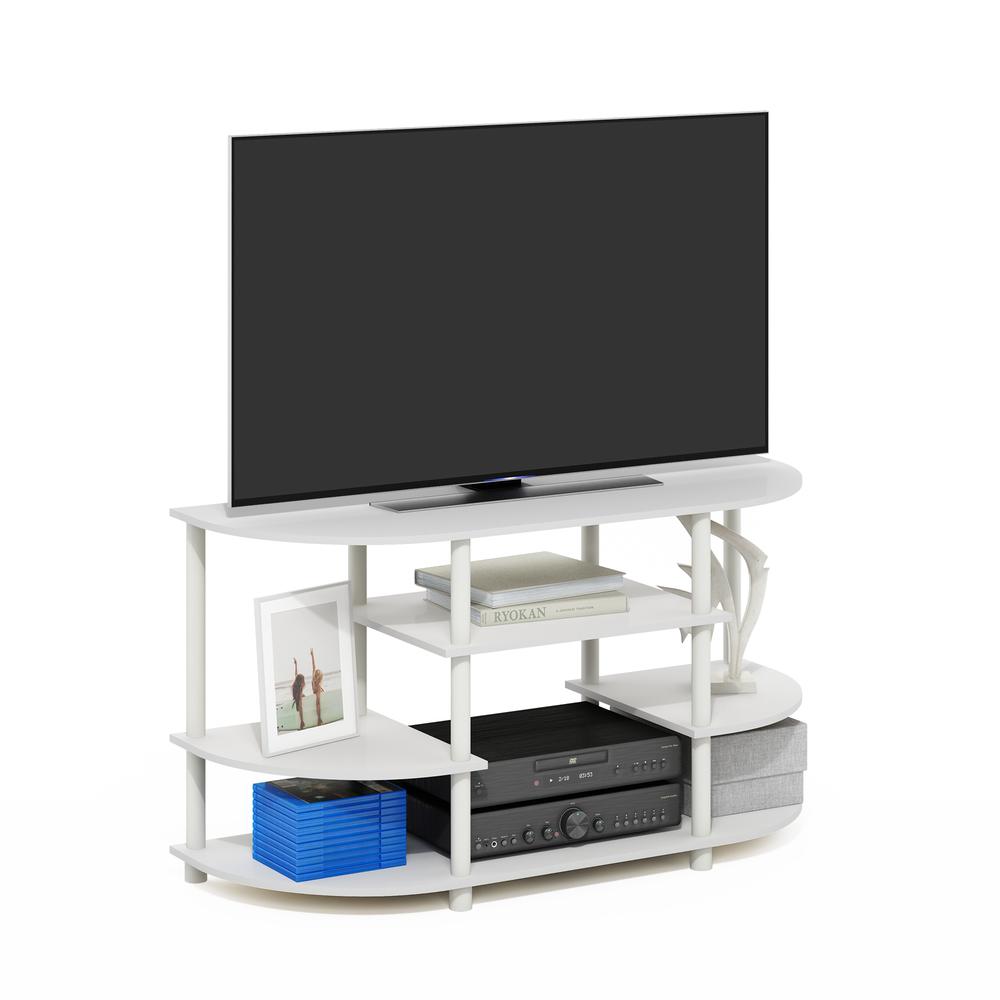 JAYA Simple Design Corner TV Stand, White/White. Picture 3