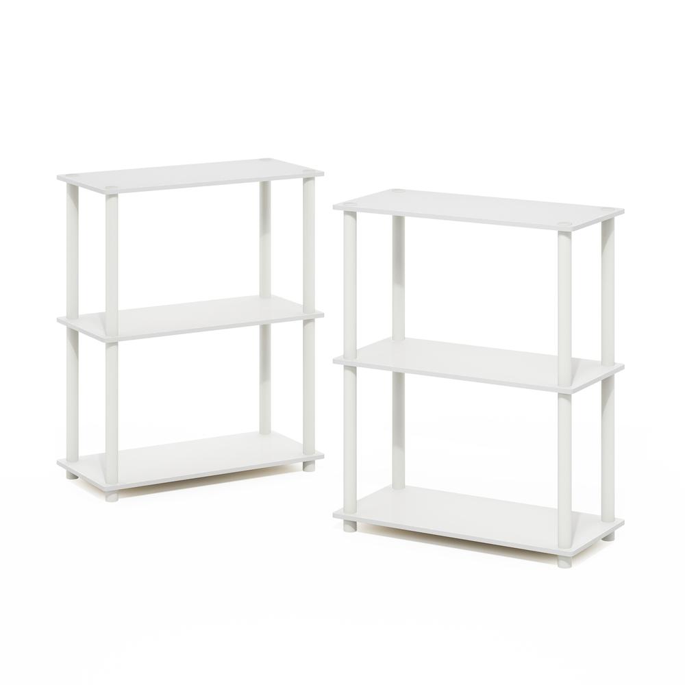 3-Tier Compact Multipurpose Shelf Display Rack, White/White, Set of 2. Picture 1