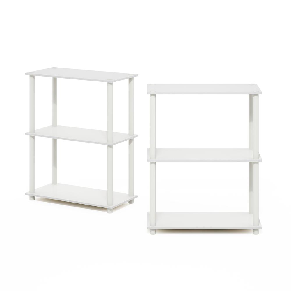 3-Tier Compact Multipurpose Shelf Display Rack, White/White, Set of 2. Picture 2