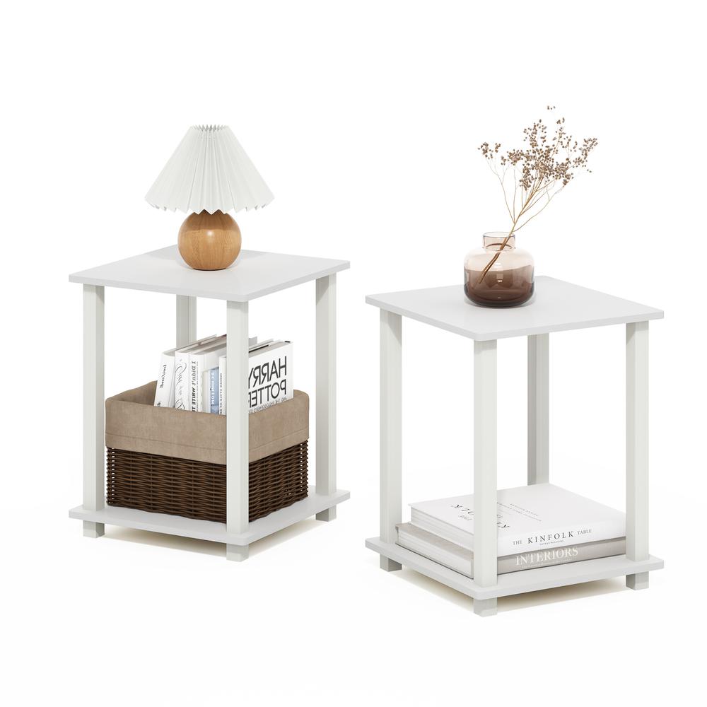 Simplistic End Table, Set of Two, White/White. Picture 3