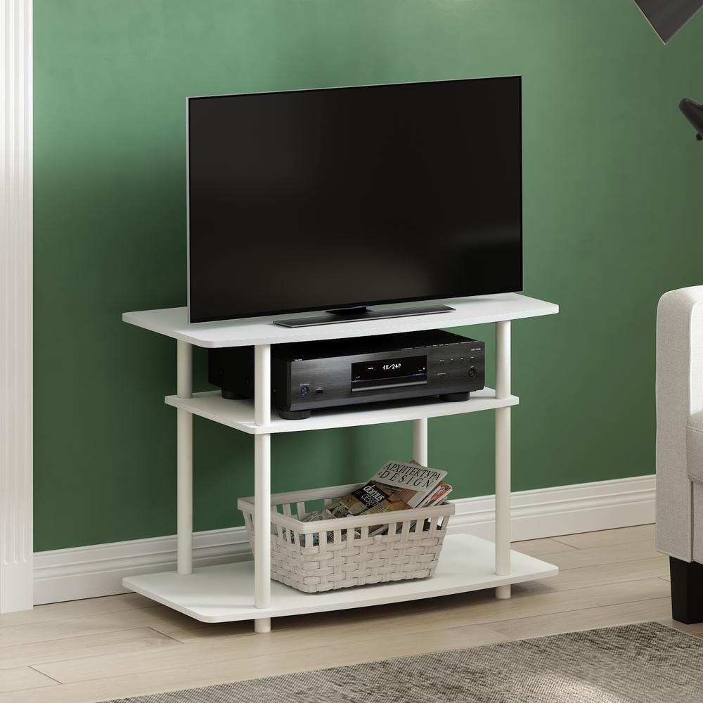 Turn-N-Tube No Tools 3-Tier TV Stands, White/White. Picture 5