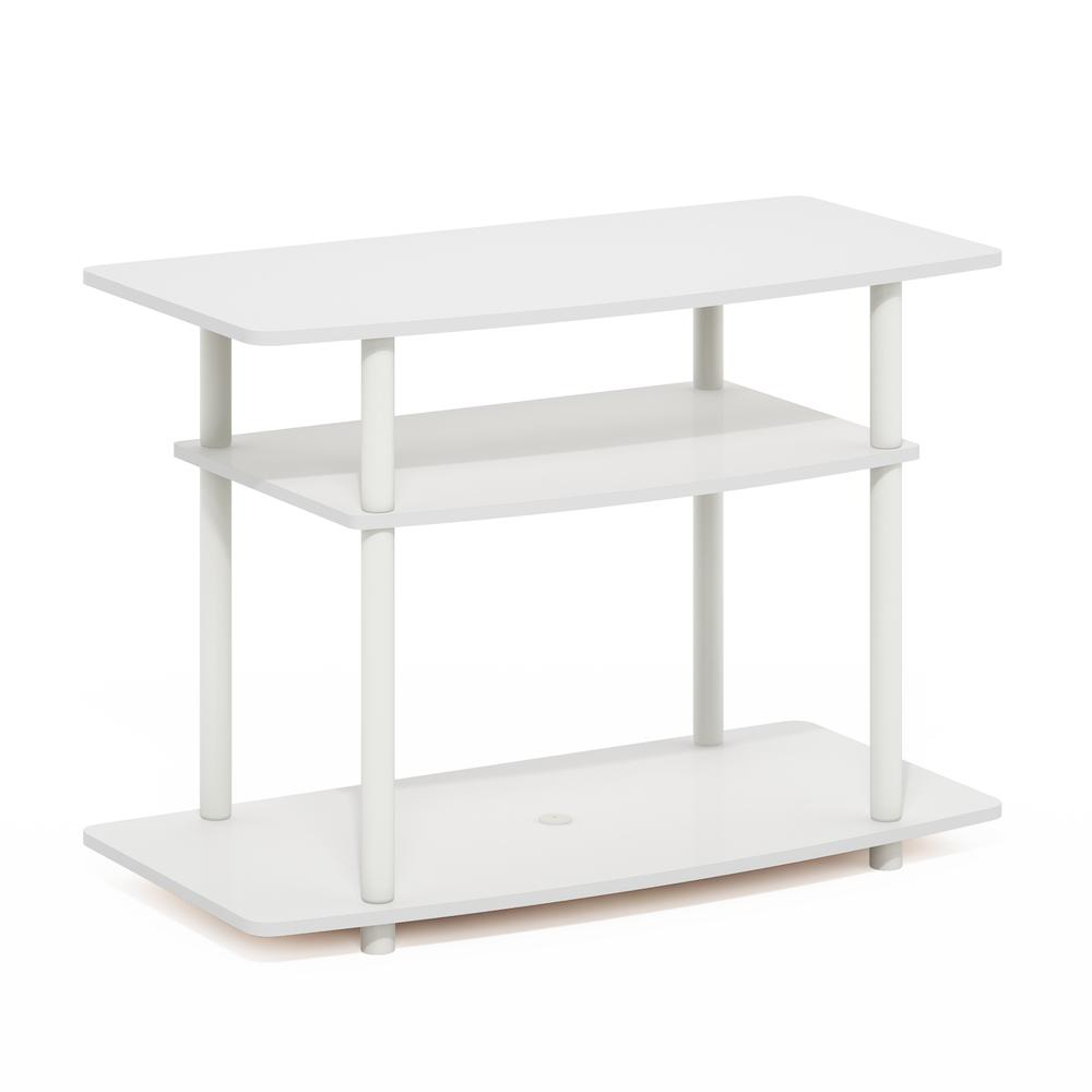 Turn-N-Tube No Tools 3-Tier TV Stands, White/White. Picture 1