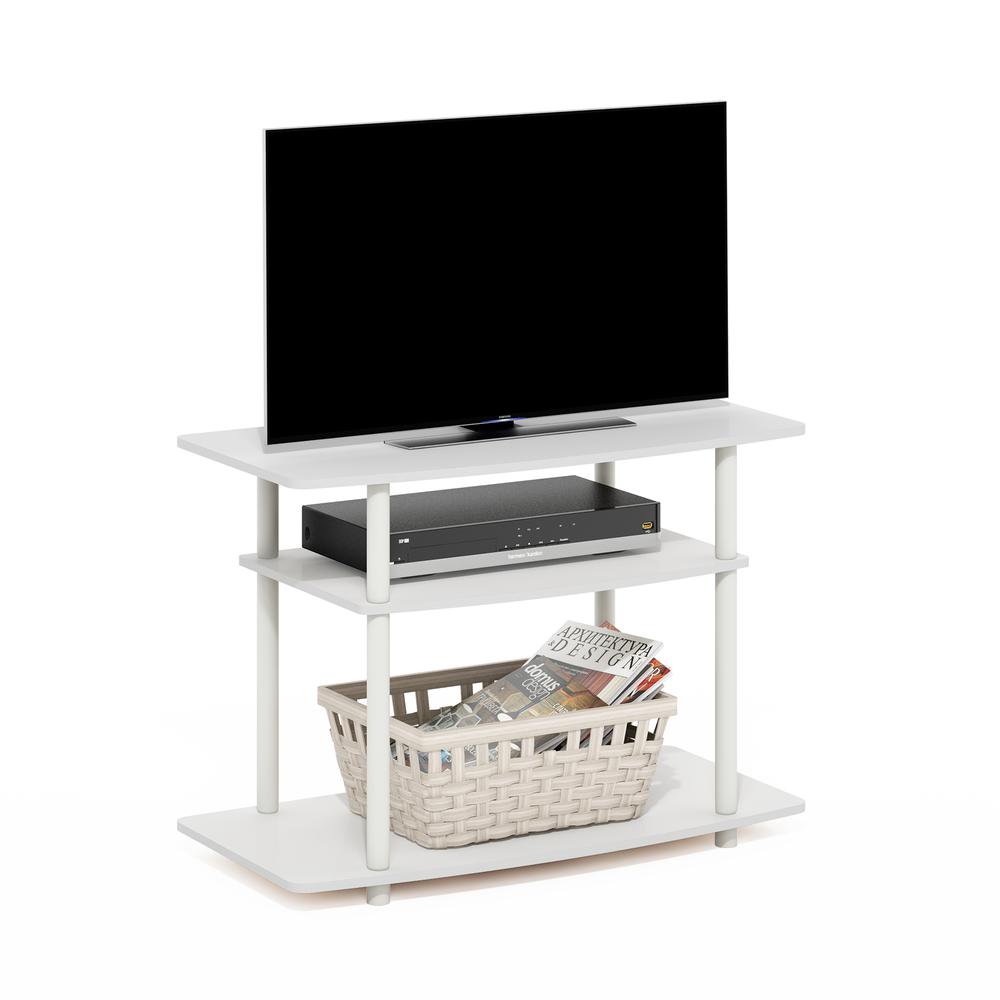 Turn-N-Tube No Tools 3-Tier TV Stands, White/White. Picture 3
