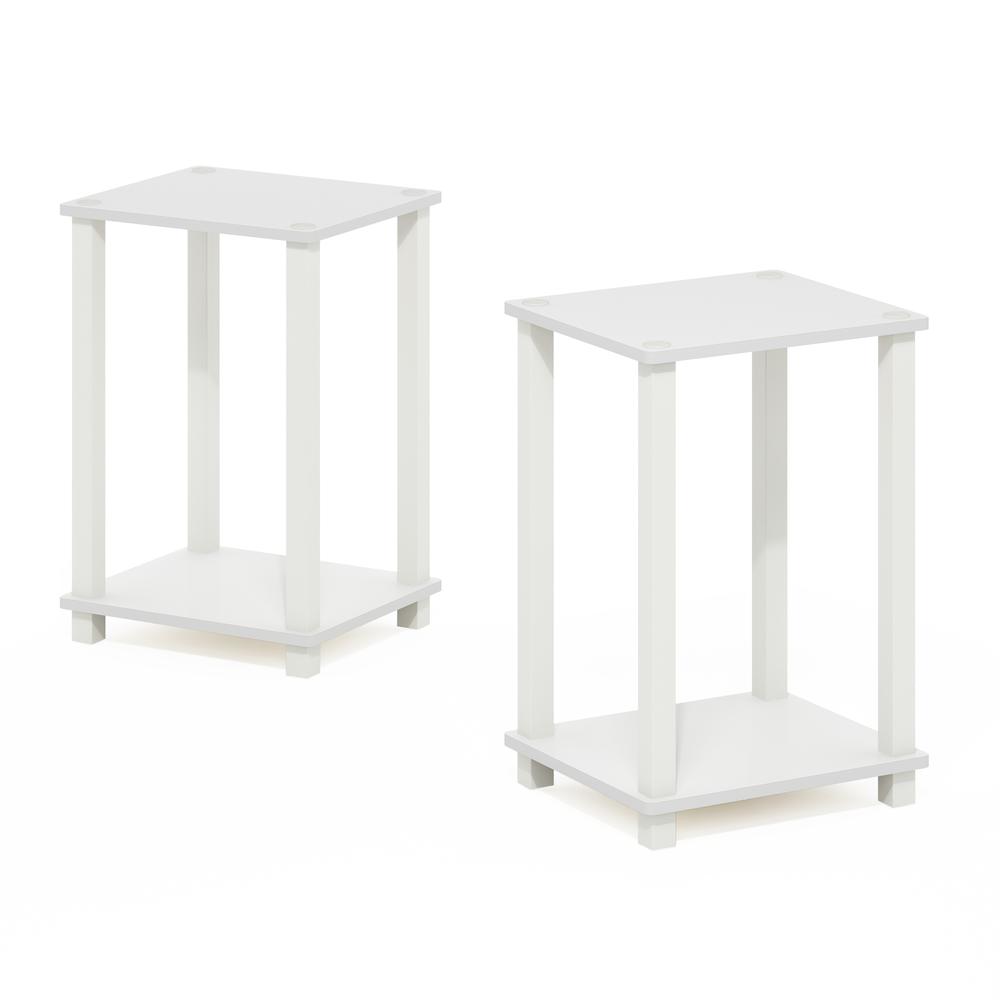 Simplistic End Table, Small, Set of 2, White/White. Picture 1