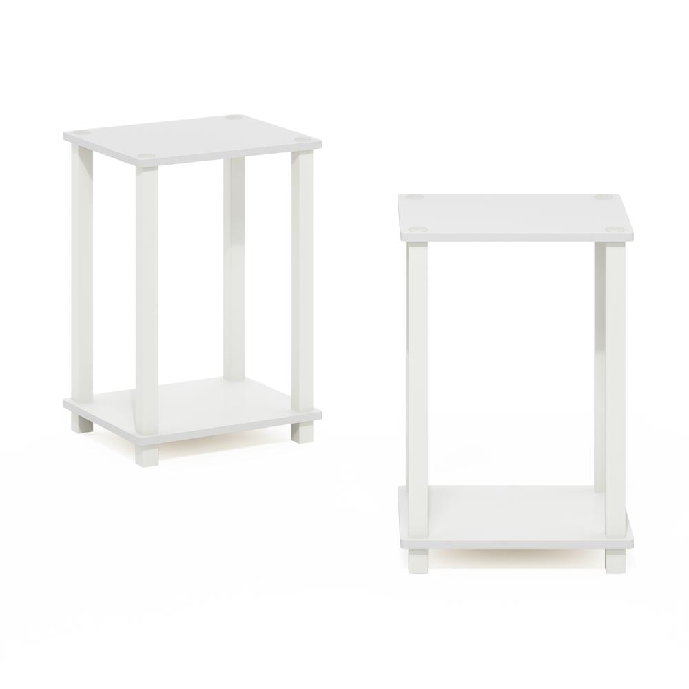 Simplistic End Table, Small, Set of 2, White/White. Picture 2