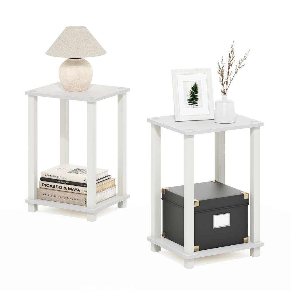 Simplistic End Table, Small, Set of 2, White/White. Picture 3