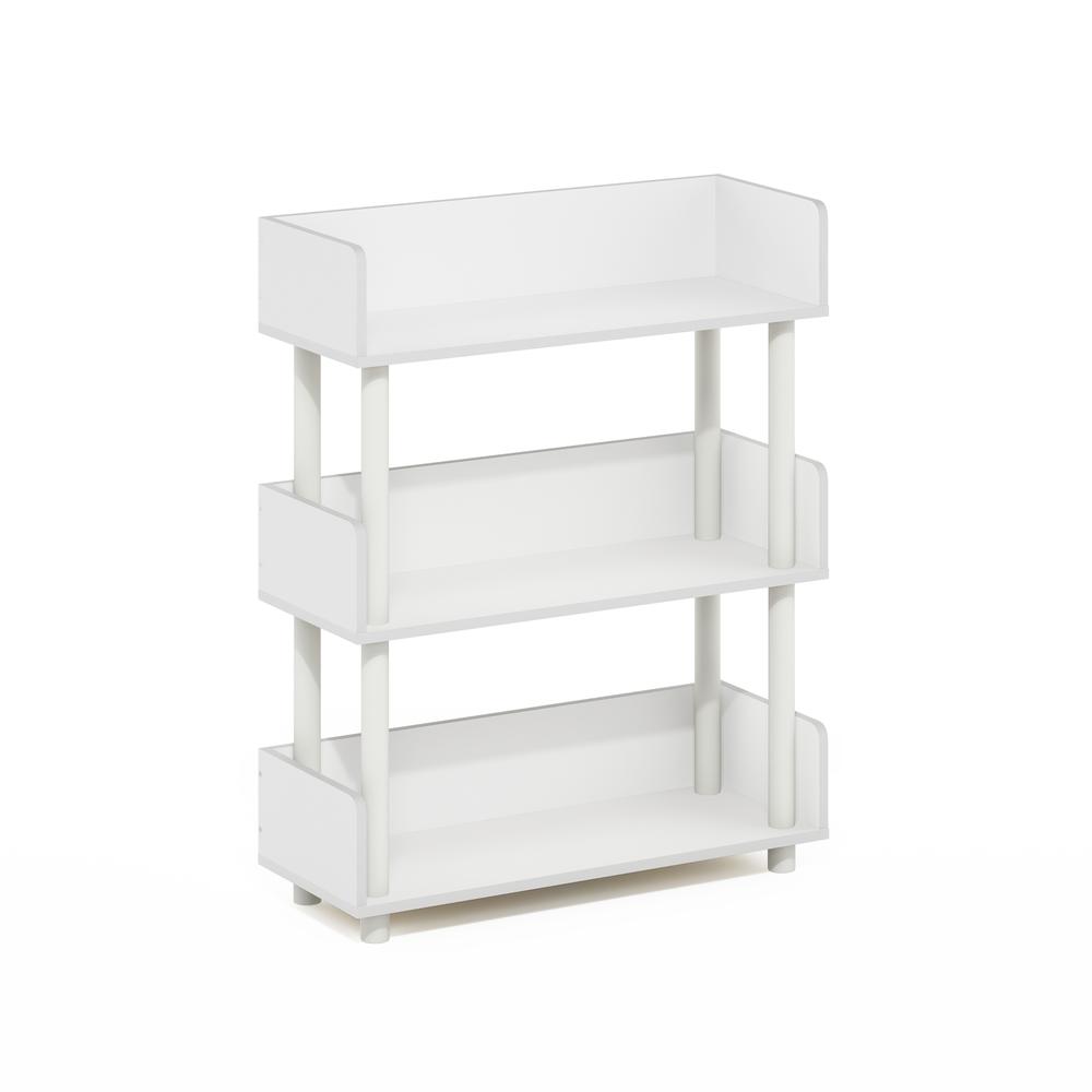 3-Tier Freestanding Multipurposes Display Rack, Bookshelf, White/White. Picture 1