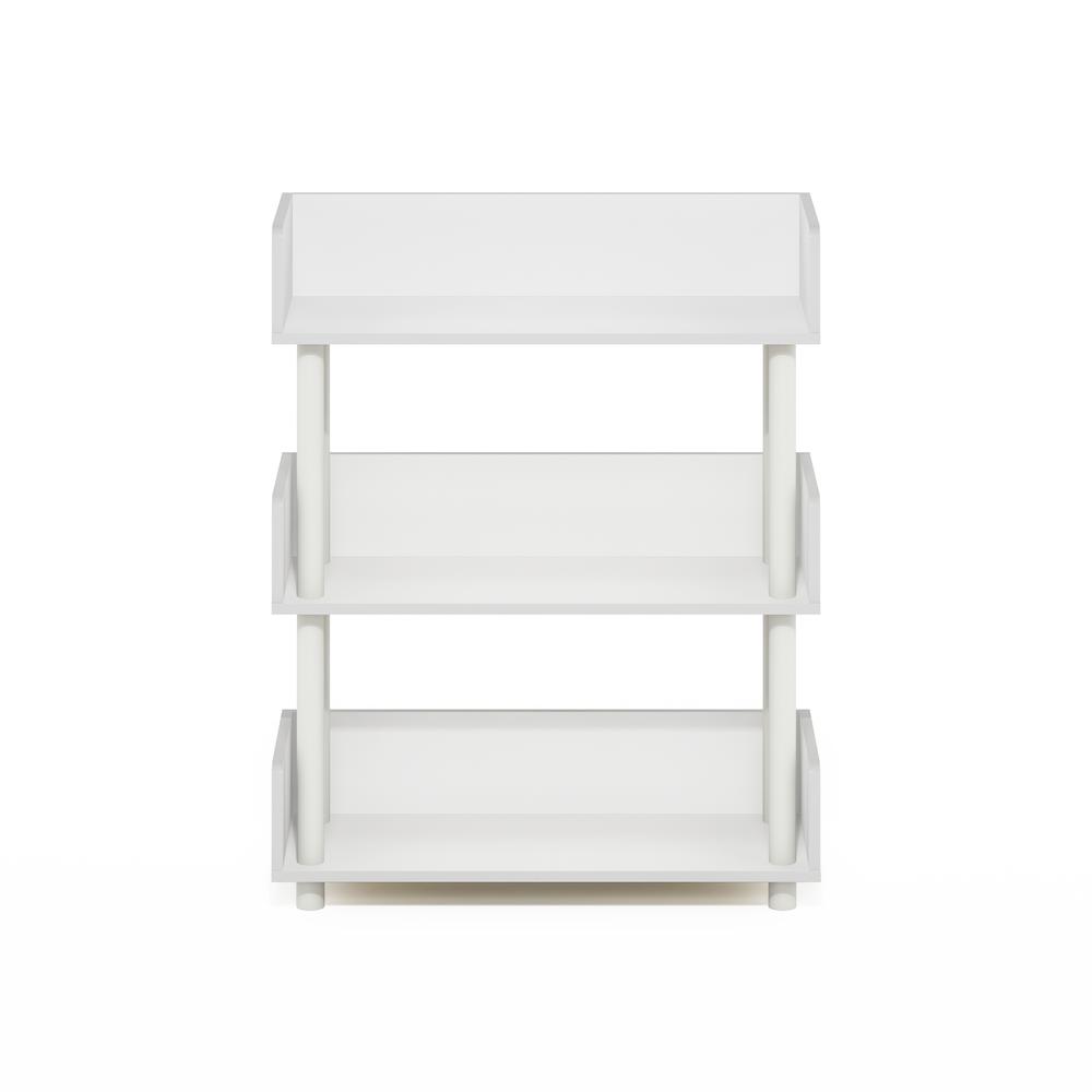 3-Tier Freestanding Multipurposes Display Rack, Bookshelf, White/White. Picture 2