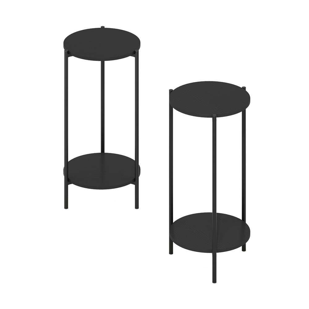 Besi 2-Tier Modern Tall Round Side End Table, Set of 2. Picture 1