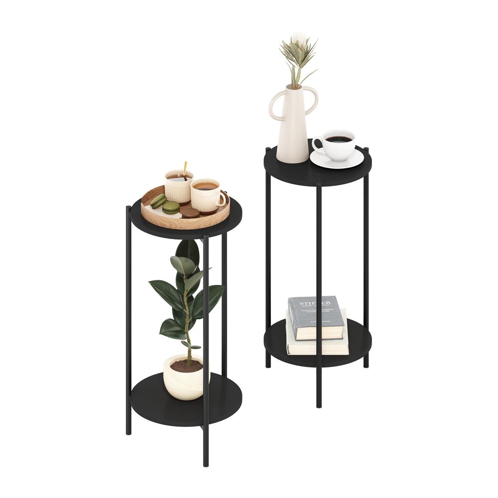 Besi 2-Tier Modern Tall Round Side End Table, Set of 2. Picture 3