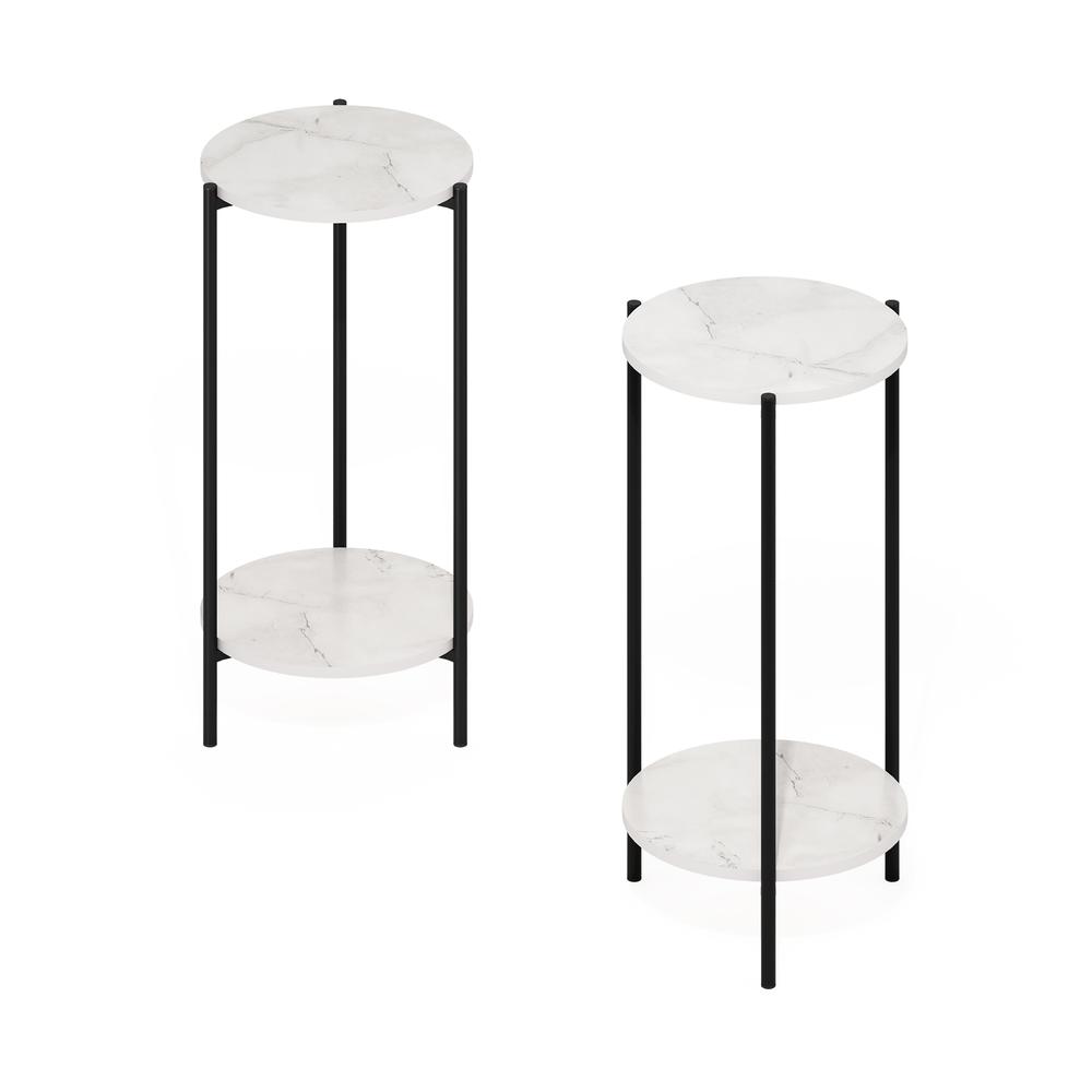 Besi 2-Tier Modern Tall Round Side End Table, Set of 2. Picture 1