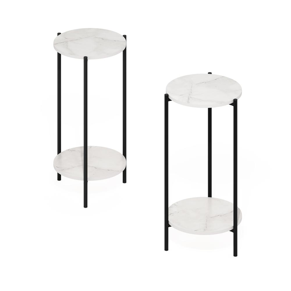 Besi 2-Tier Modern Tall Round Side End Table, Set of 2. Picture 2