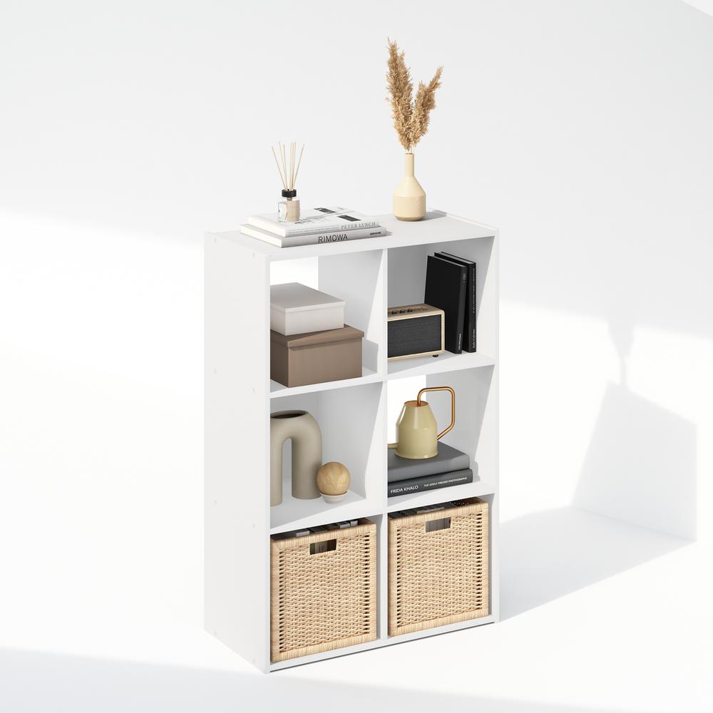 Pelli Cubic Storage Cabinet, Bookcase, Bookshelf, 6-Cube, White. Picture 3