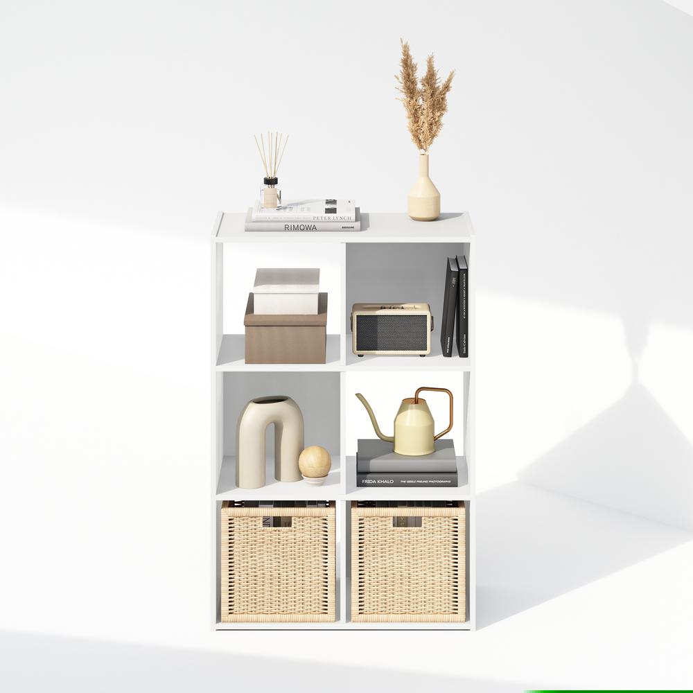 Pelli Cubic Storage Cabinet, Bookcase, Bookshelf, 6-Cube, White. Picture 4