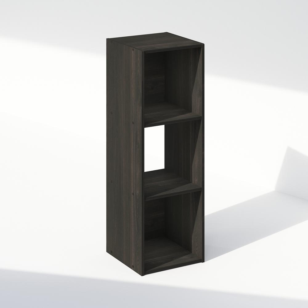 Pelli Cubic Storage Cabinet, Bookcase, Bookshelf, 3-Cube, Espresso. Picture 1