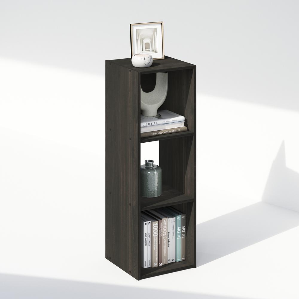 Pelli Cubic Storage Cabinet, Bookcase, Bookshelf, 3-Cube, Espresso. Picture 3