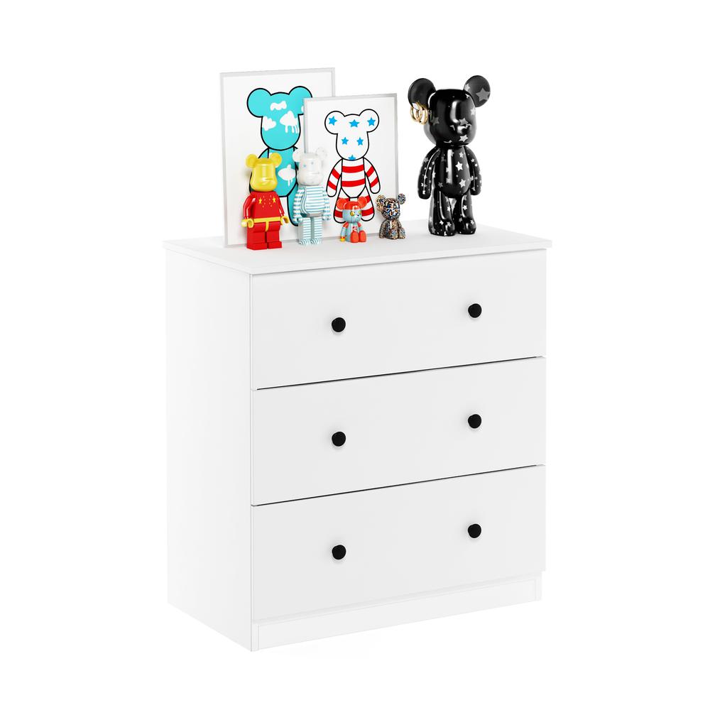 Furinno Tidur Simple Design 3-Drawer Dresser, Solid White. Picture 4