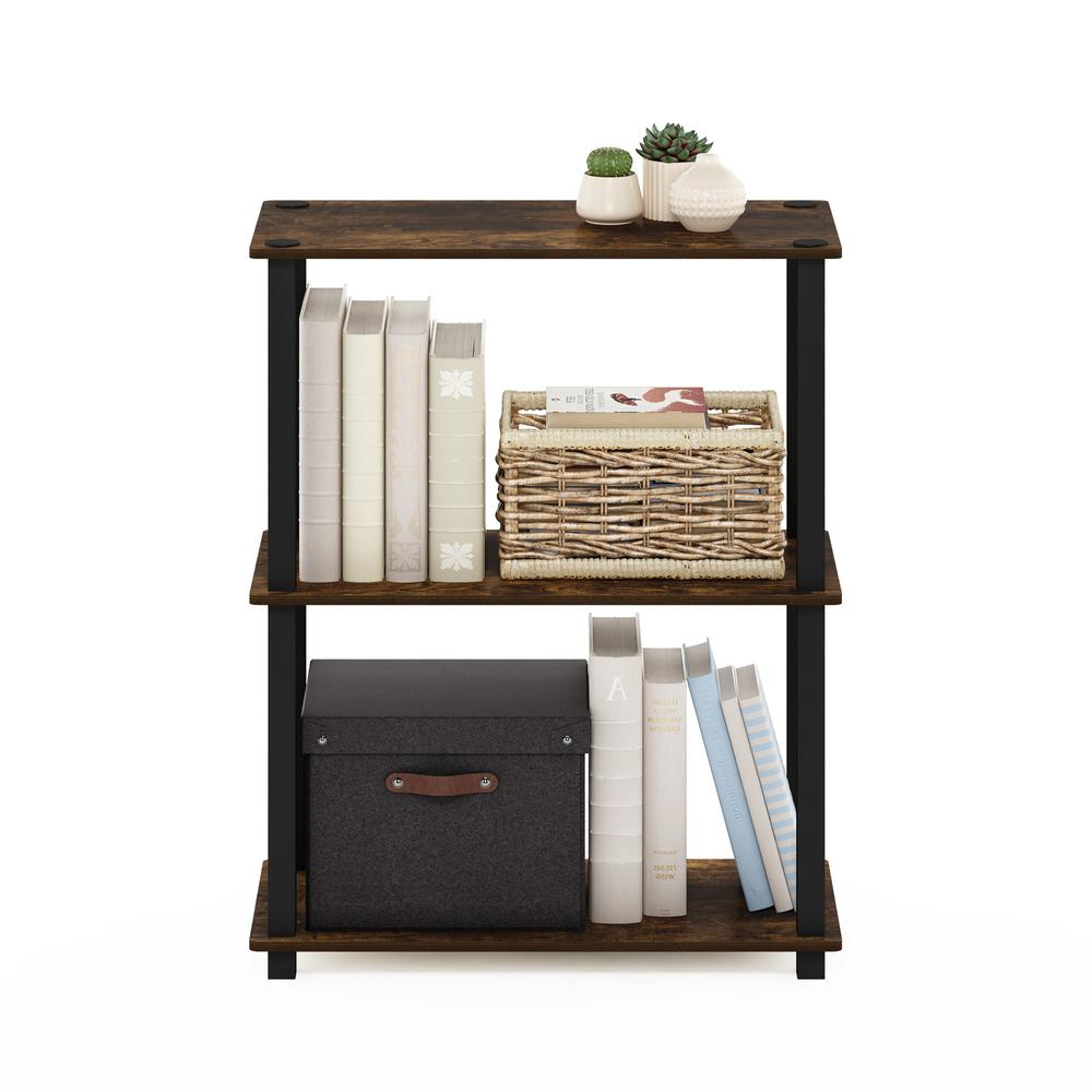 Furinno Turn-S-Tube 3-Tier Compact Multipurpose Shelf Display Rack with Square Tube, Amber Pine/Black. Picture 5