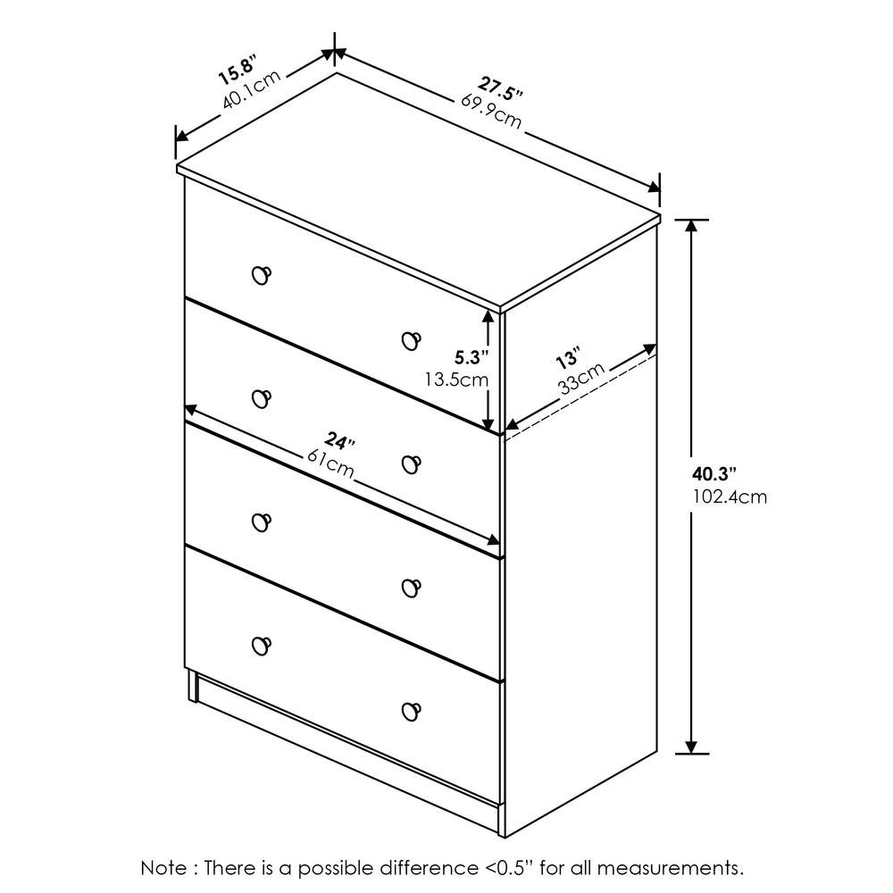 Furinno Tidur Simple Design 4-Drawer Dresser, Solid White. Picture 2
