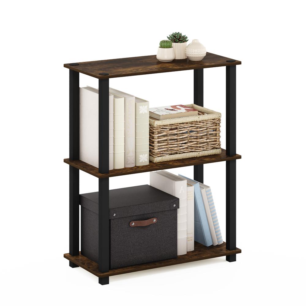 Furinno Turn-S-Tube 3-Tier Compact Multipurpose Shelf Display Rack with Square Tube, Amber Pine/Black. Picture 4