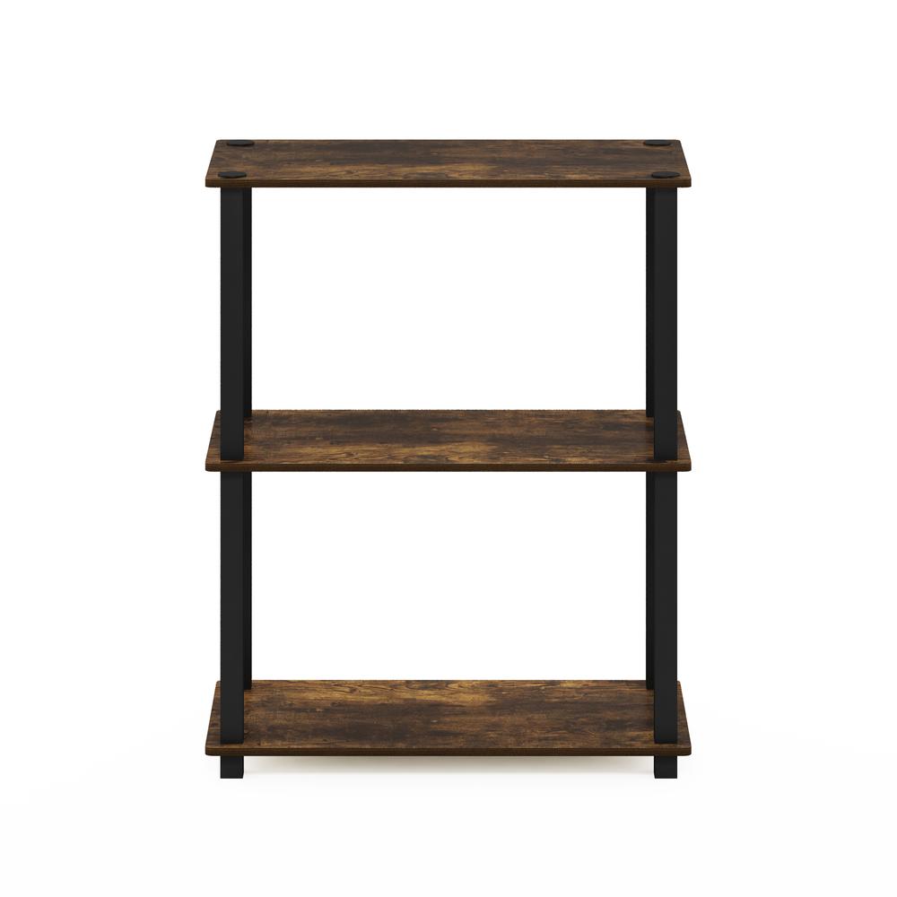 Furinno Turn-S-Tube 3-Tier Compact Multipurpose Shelf Display Rack with Square Tube, Amber Pine/Black. Picture 3