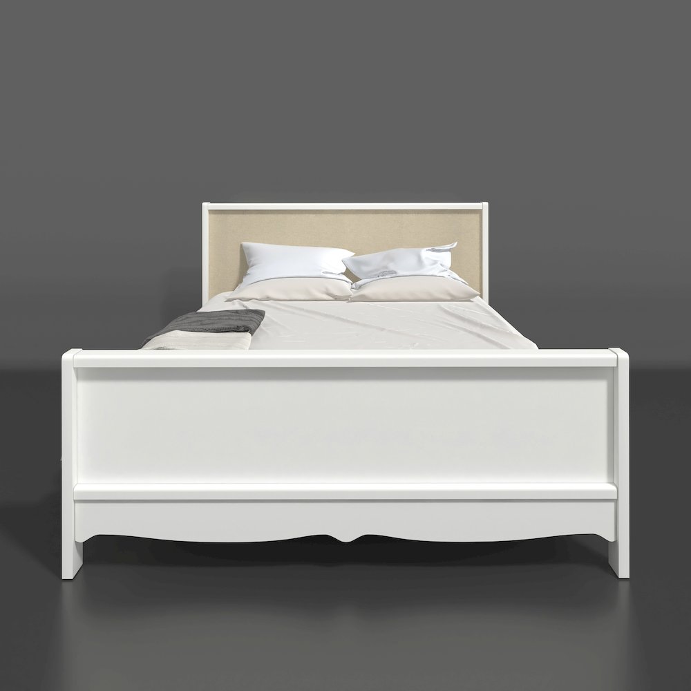 Biscayne Queen Bed with Slat Roll, White/Textile Beige. Picture 4