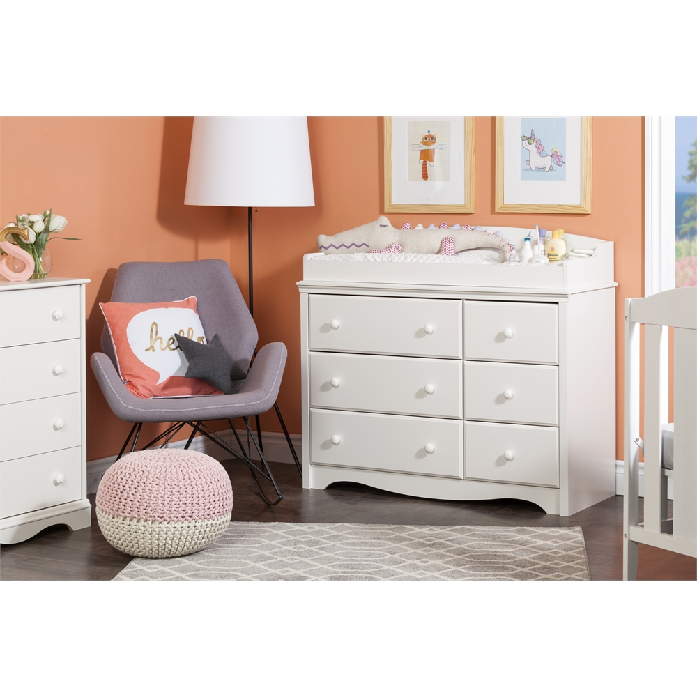 Angel Changing Table 6-drawers, Pure White. Picture 3