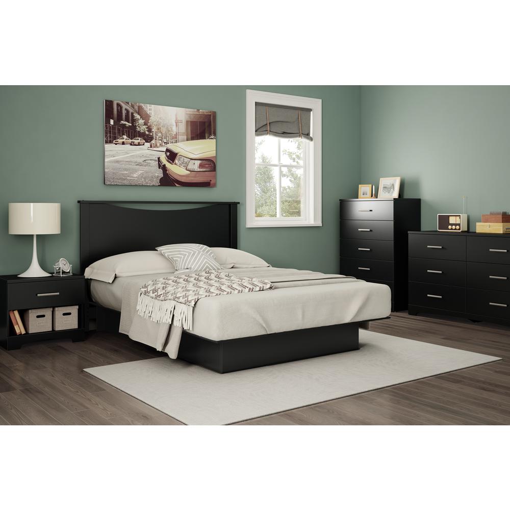 Gramercy Full/Queen Platform Bed (54/60'') with Drawers, Pure Black. Picture 2