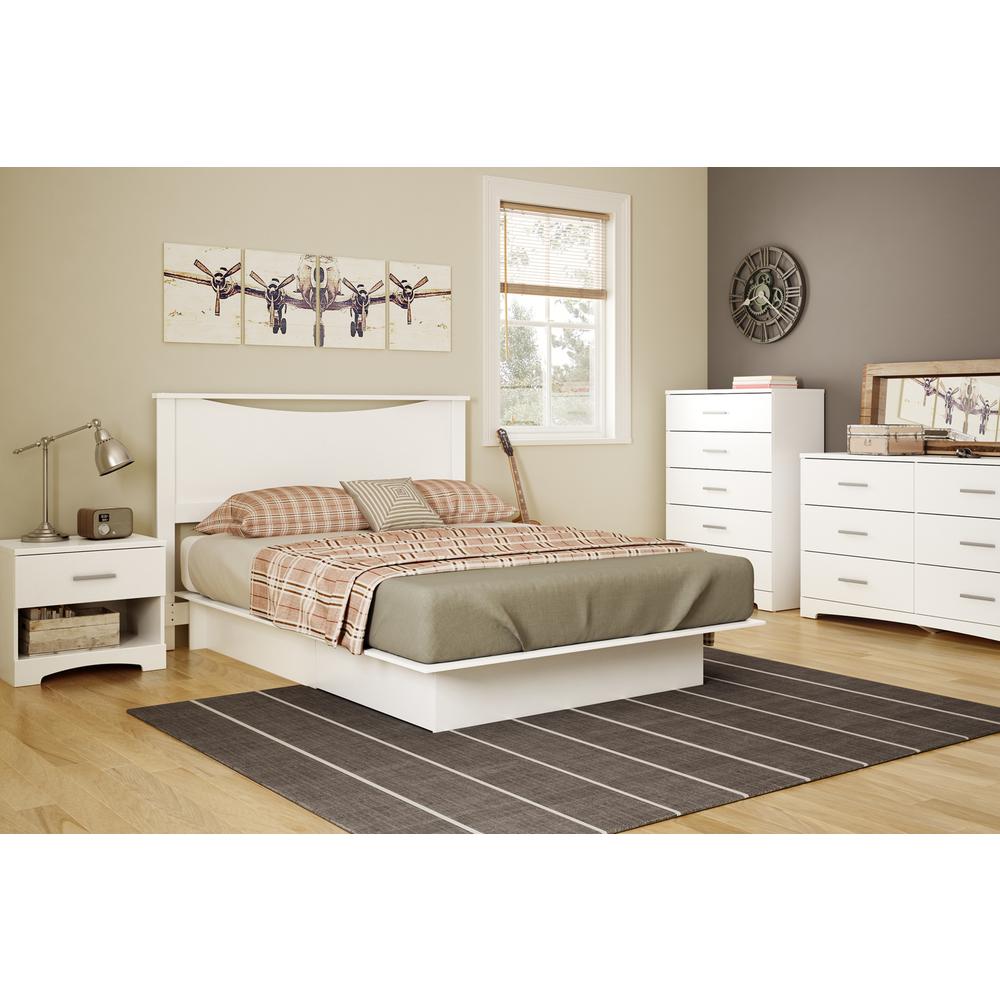 Gramercy Full/Queen Platform Bed (54/60'') with drawers, Pure White. Picture 2