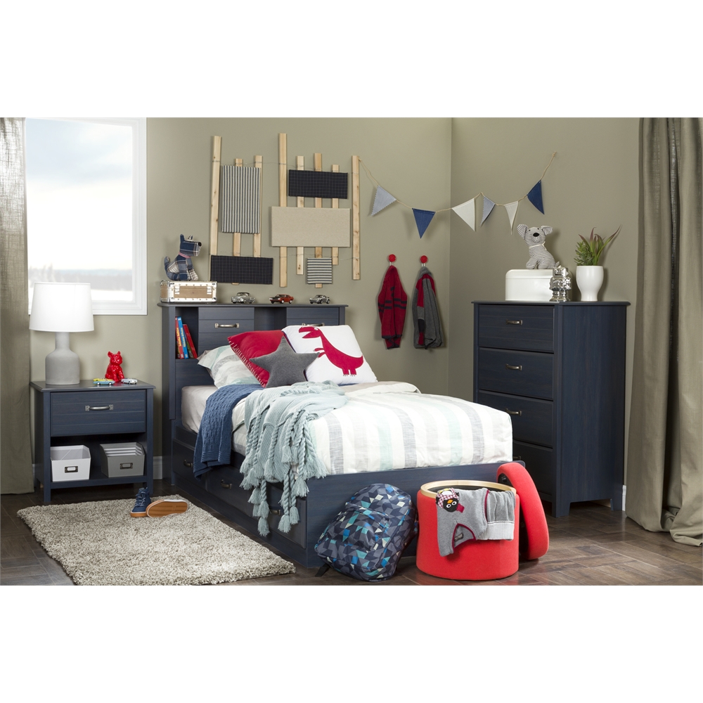 South Shore Ulysses 1-Drawer Nightstand, Blueberry. Picture 3