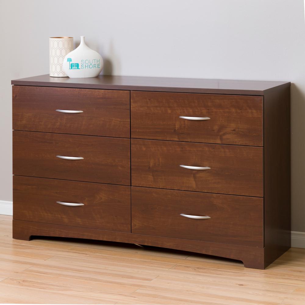 South Shore Step One 6 Drawer Double Dresser Sumptuous Cherry