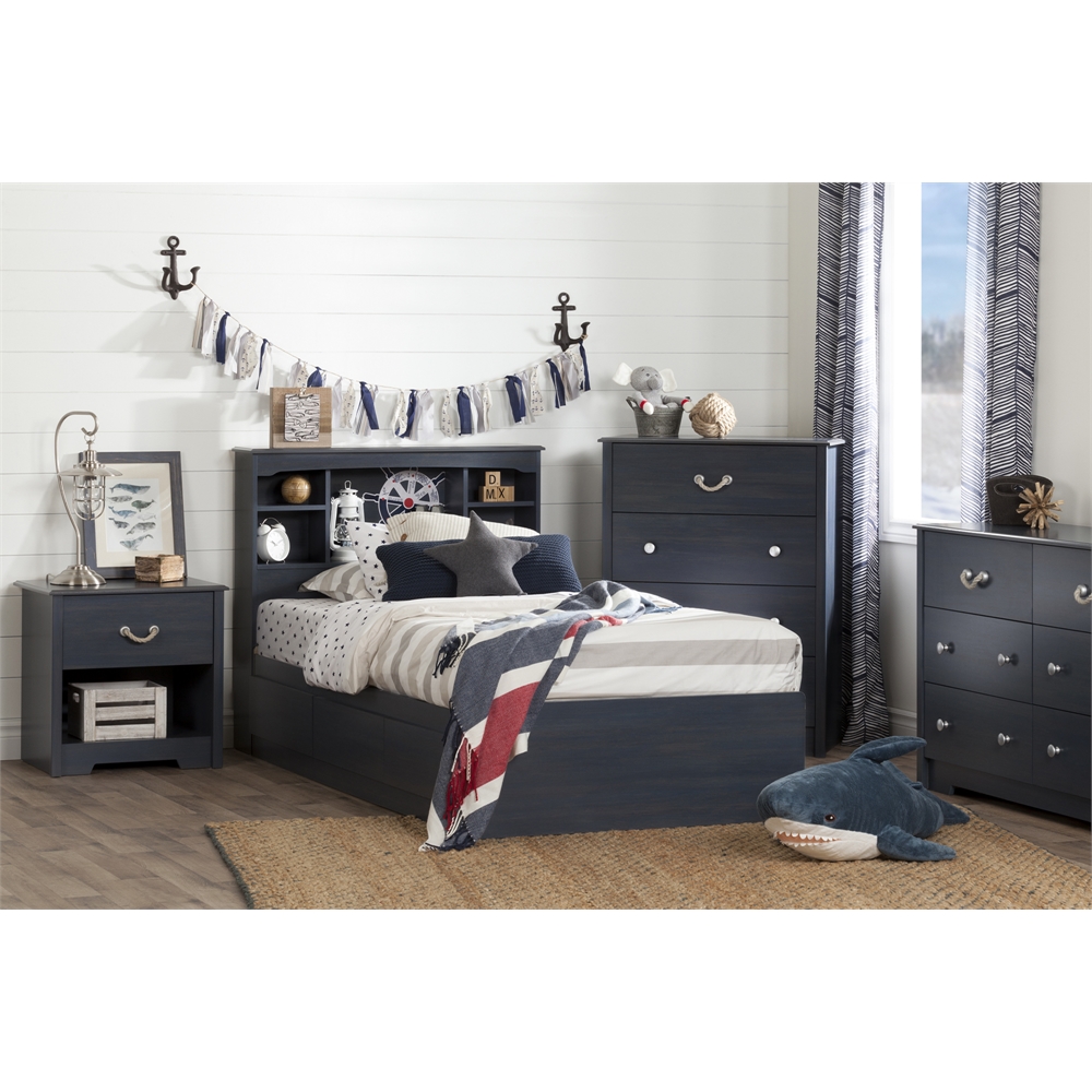 South Shore Aviron Twin Bookcase Headboard (39''), Blueberry. Picture 3