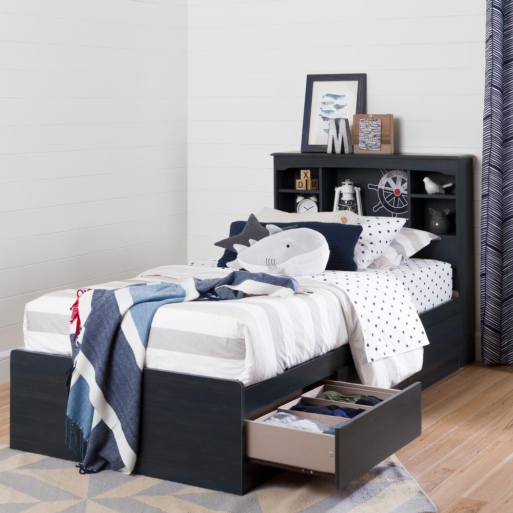South Shore Aviron Twin Mates Bed (39") with 3 Drawers, Blueberry. Picture 5