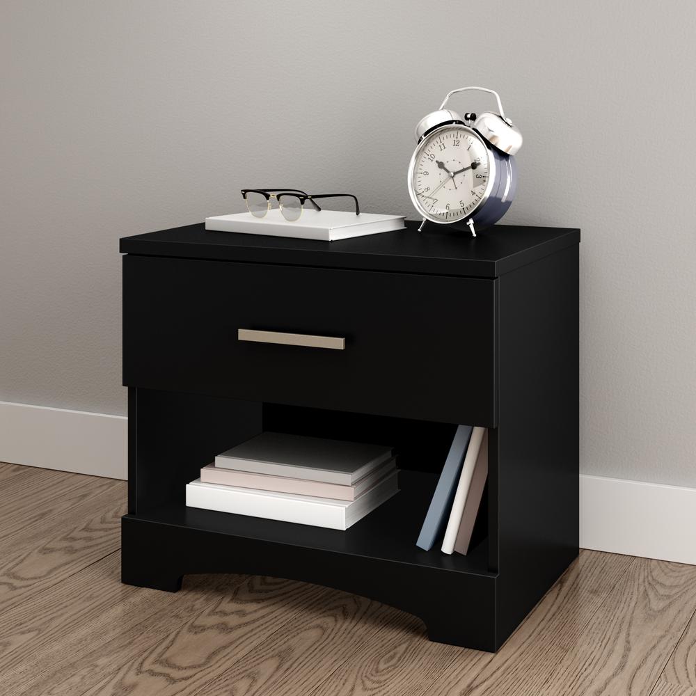 Gramercy 1-Drawer Nightstand, Pure Black. Picture 1