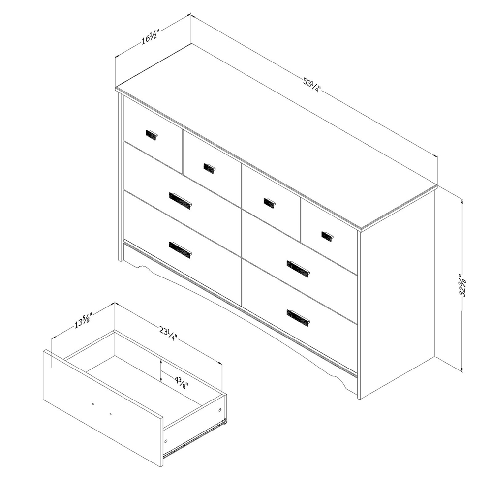 South Shore Tiara 6-Drawer Double Dresser, Pure White. Picture 3