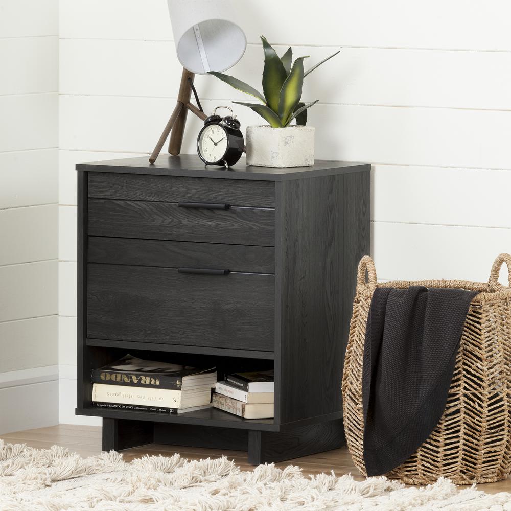Fynn Nightstand with Cord Catcher, Gray Oak. Picture 1