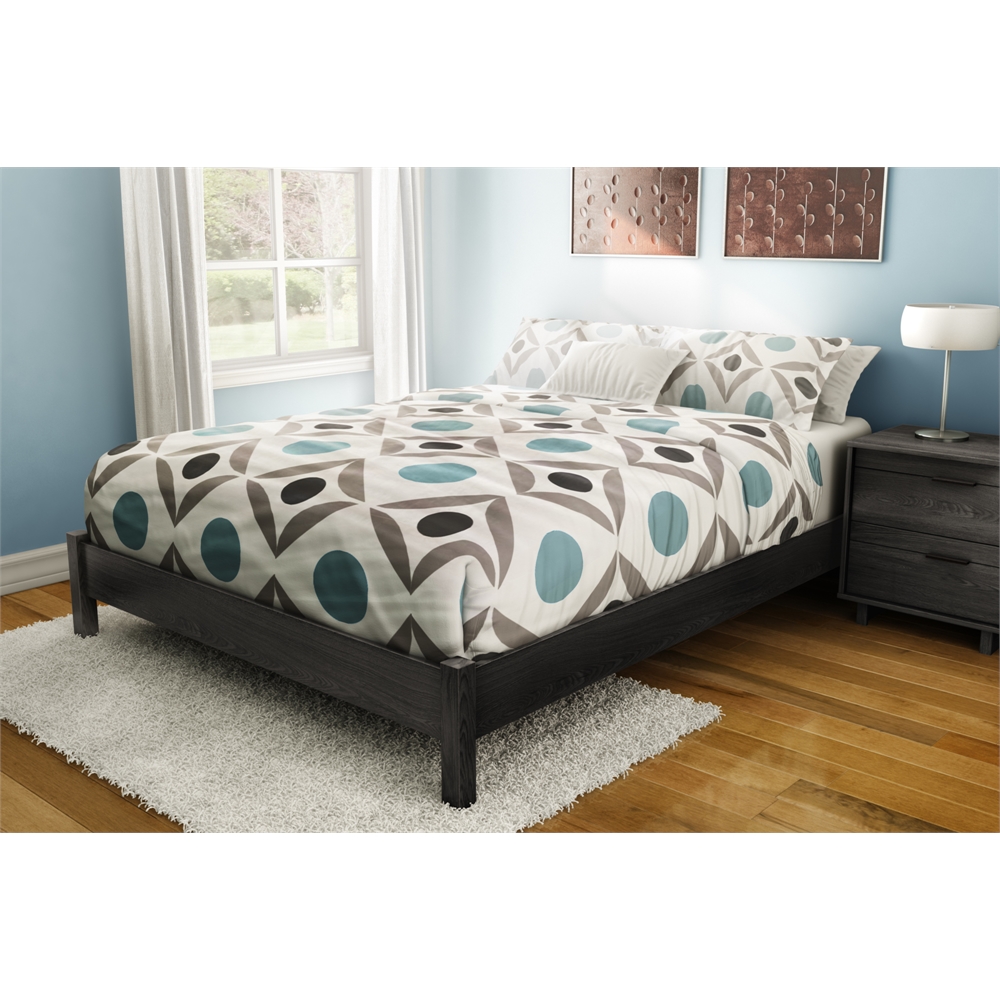 South Shore Step One Queen Platform Bed (60") on Legs, Gray Oak. Picture 4